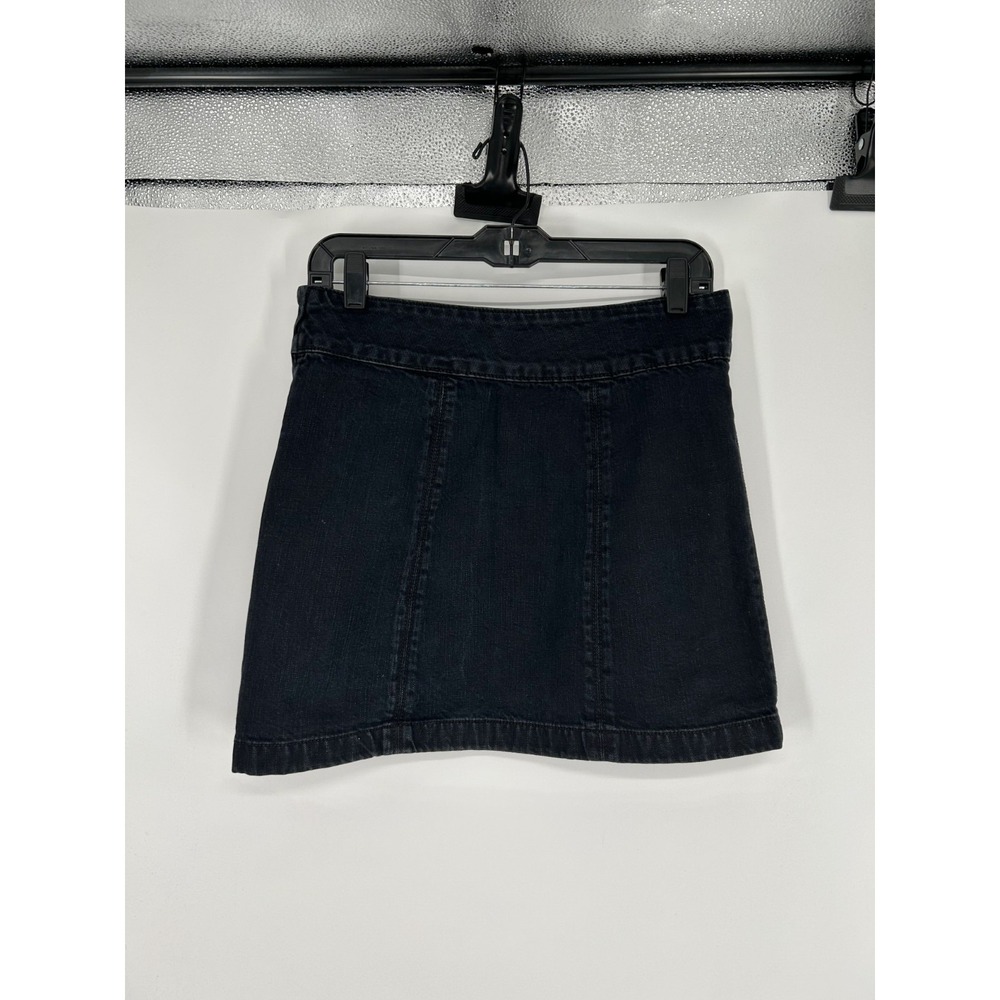 Free People Mini Skirt Women's Size 6 Black‎ Denim Washed High Rise Side Zip